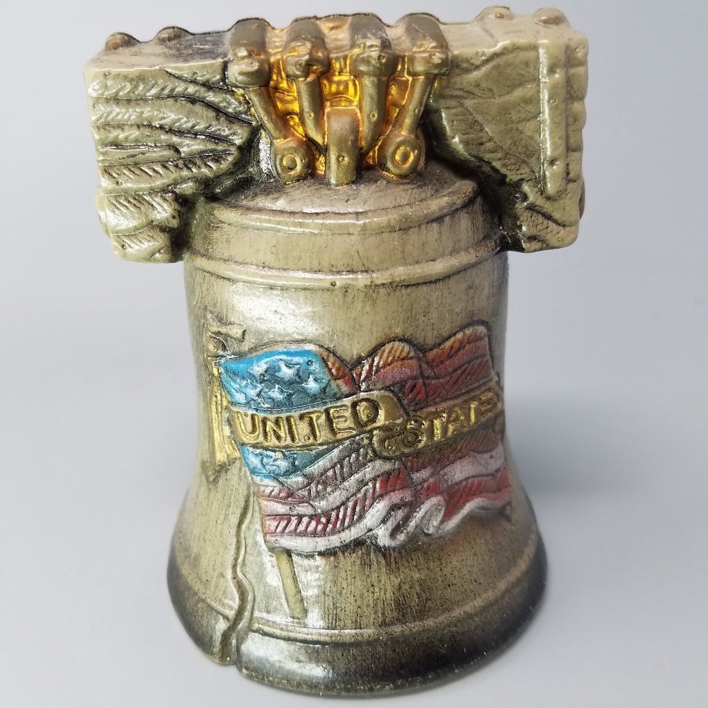 Vtg 1776 U S Flag Revolutionary War Cannon Liberty Bell Coin Bank - Video